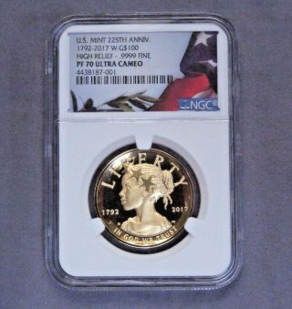 1 Ounce Pure Gold.  999 | Ngc Pf - 70 | American Liberty Ultra Cameo 2017 - W
