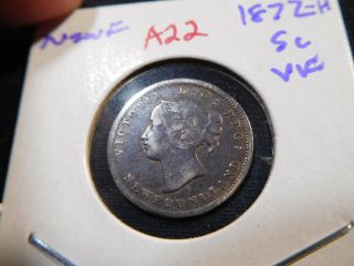 A22 Canada Newfoundland 1872 - H 5 Cents Vf Trends 200 Cad In 20