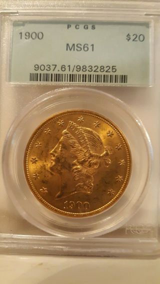 1900 $20 Liberty Double Eagle Gold Coin Ms61 Ms 61 By Pcgs Look Stunning