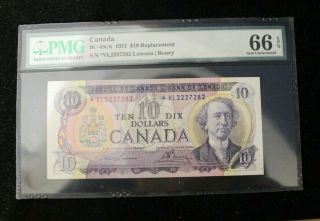 Pmg Graded 66 Epq Canadian 1971 10 Dollar Replacement Note