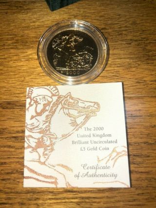 2000 Brilliant Uncirculated Gold £5 Piece 2