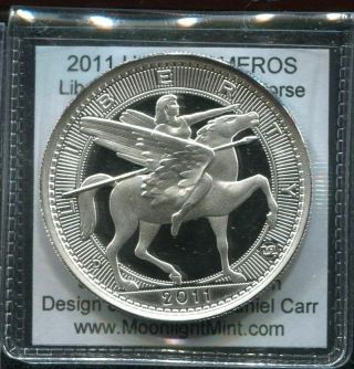 2011 - D Daniel Carr Una 20 Ameros Liberty Riding Winged Hrs 1oz Silver Proof - Like