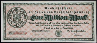 Hamburg 1923 Series D 1 Million Mark Long Inflation Notgeld German Banknote