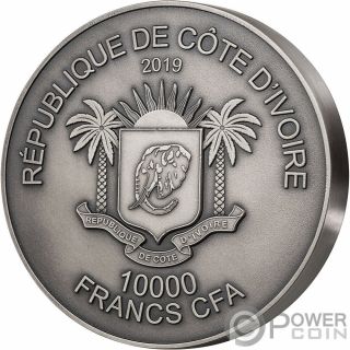 LEOPARD Big Five Mauquoy 1 Kg Kilo Silver Coin 10000 Francs Ivory Coast 2019 2