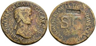 Forvm Agrippina Sr Huge 37mm Roman Sestertius Mother Of Caligula Countermarked