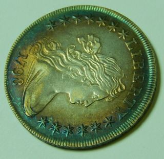 1798 Draped Bust Silver Dollar Large Eagle Rainbow Toned $1 13 Stars 2