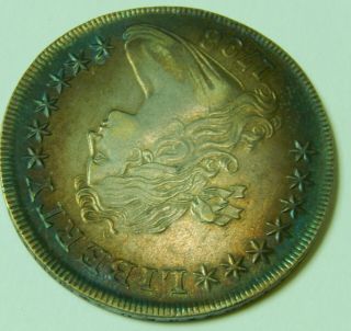 1798 Draped Bust Silver Dollar Large Eagle Rainbow Toned $1 13 Stars 3