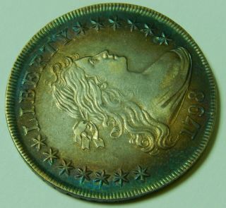 1798 Draped Bust Silver Dollar Large Eagle Rainbow Toned $1 13 Stars 4
