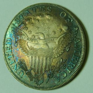 1798 Draped Bust Silver Dollar Large Eagle Rainbow Toned $1 13 Stars 6