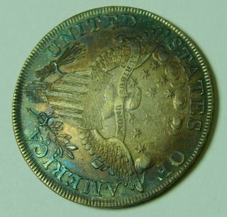 1798 Draped Bust Silver Dollar Large Eagle Rainbow Toned $1 13 Stars 7