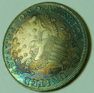 1798 Draped Bust Silver Dollar Large Eagle Rainbow Toned $1 13 Stars 9