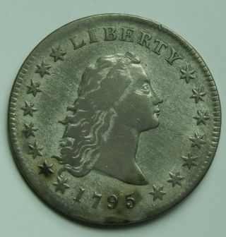 1795 Flowing Hair Silver Dollar B - 6 Bb - 25 3 Leaves Three $1 Old Us Coin