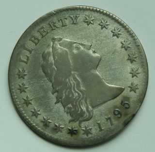 1795 Flowing Hair Silver Dollar B - 6 BB - 25 3 Leaves Three $1 Old US Coin 3