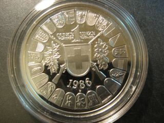 1986 Swiss Shooting Taler Proof.  1 Troy Oz.  999 Fine Platinum.  W/box & Papers.