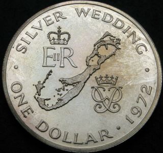 Bermuda 1 Dollar 1972 - Silver - Silver Wedding - Aunc - 1822 ¤