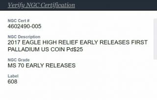 2017 MS70 EARLY RELEASES $25 High Relief Palladium Eagle NGC Signed EDMUND MOY 12