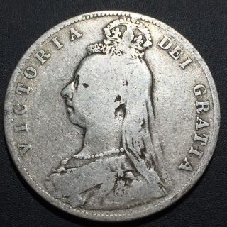 Old World Coin: 1889 Great Britain Half Crown, .  925 Silver