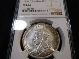 Z10 Canada 1935 Silver Dollar Ngc Ms - 64