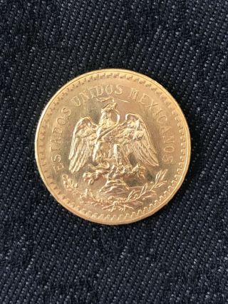 50 Pesos 1947 Mexican Gold Coin 37.  5g Oro Puro 2