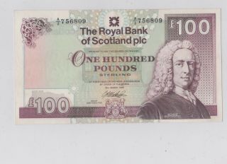 Royal Bank Of Scotland: 100 Pounds,  Aunc - Unc,  1999