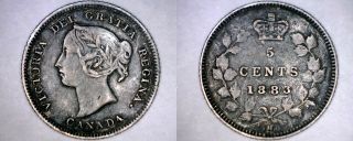 1883 - H Canada 5 Cent World Silver Coin - Canada - Victoria