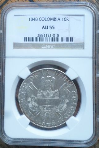 Colombia Coin 10 Reales 1848 Ngc Au 55