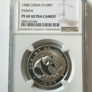 1988 China Platinum Pt100y Panda Ngc Pf69 Ultra Cameo 69,  Pop 149