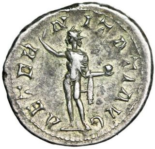& Large Silver Roman Coin " Sol Sun " Gordian Iii Certified