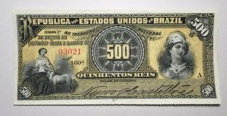 P1.  A - 1893 Brazil 500 Reis - Aunc,  -