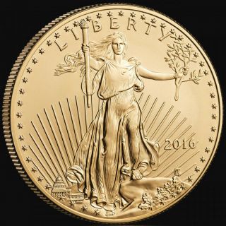 2016 $50.  00 Gold American Eagle.  999 Fine Gold Unc.  One Oz