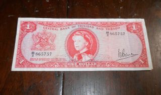Central Bank Of Trinidad And Tobago 1 Dollar Bank Note 1964