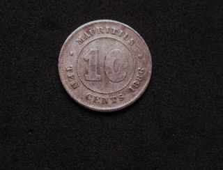 Mauritius 10 Cents 1886.  2 Cents Coins 1912.  & 1921