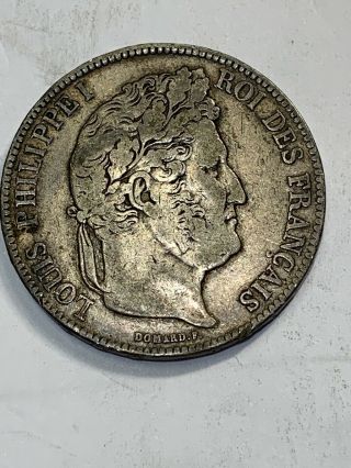 1838 Louis Philippe I Roi Des Francais 5 Francs Silver