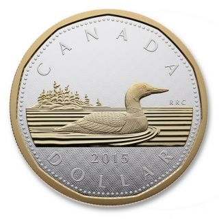 2015 Canada $1 Big Coin Series: Loon - 5 Oz.  Pure Silver Coin