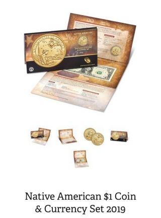 2019 - P Native American Dollar Coin And Currency Set - 19nr - Pre - Confirmed