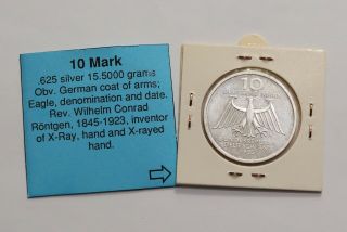 Germany Federal 10 Mark Silver 1995 Conrad Rontgen B18 K1794