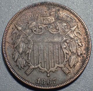 1867 Two - Cent Piece,  Grade Vf,  Lb4