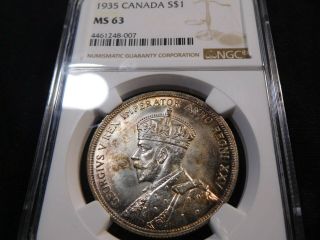 Y48 Canada 1935 Silver Dollar Ngc Ms - 63