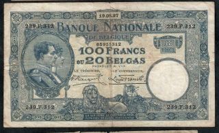 100 Francs From Belgium 1927
