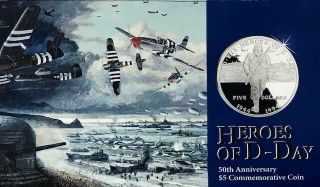 Marshall Islands - $5 - 1994 - " Heroes Of D - Day " - Bu With Descriptive Folder