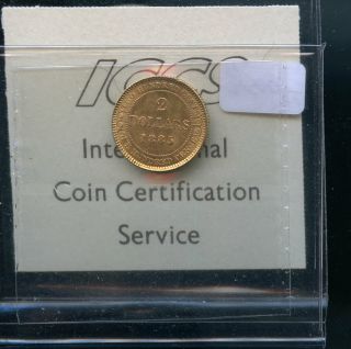 1885 Newfoundland $2 Gold ICCS Certified MS63 Books at $3500.  00 A988 2