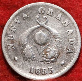 1855 Colombia 1/2 Decimo Silver Foreign Coin