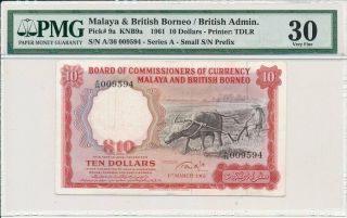 Board Of Comm.  Of Currency Malaya & British Borneo $10 1961 Prefix A Pmg 30