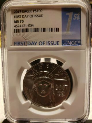 2017 1 Oz Platinum American Eagle Ngc Ms 70 First Day Of Issue.