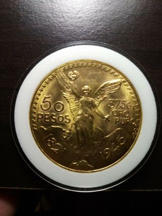 One.  50 Pesos 1945 Mexican Gold Coin