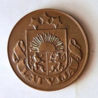 1926 LATVIA SANTIMS - AU - Scarce Coin - - Baltic Bin 2