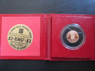 1987 States Of Jersey 1 Pound Gold Coin (frosted Proof)