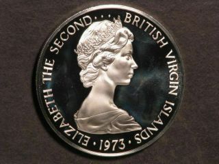 British Virgin Islands 1973 $1 Frigate Bird Silver Crown Choice Proof