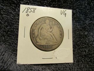 1858 O Seated Liberty Half Dollar Vg