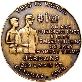 Pre 1933 Ottumwa Iowa Good For Token Jordans Clothing Good Luck Swastika